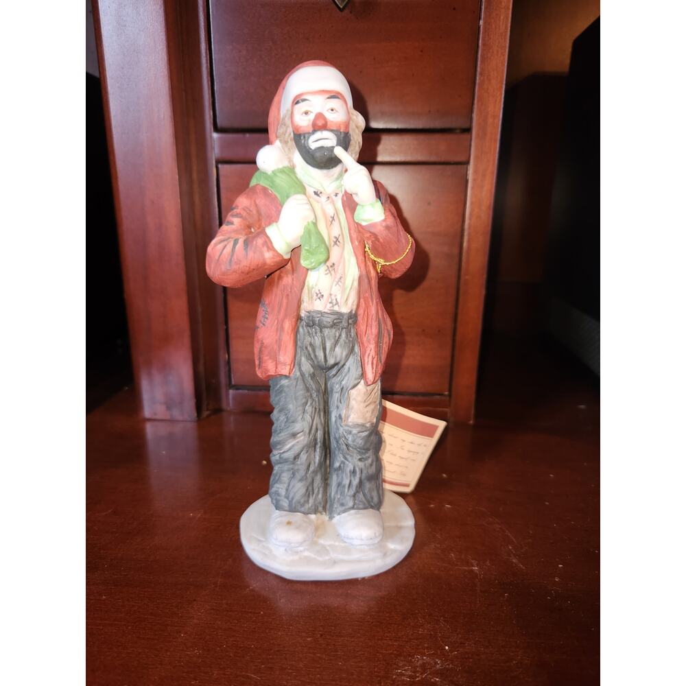 Emmett Kelly Collection Hobo Clown Ceramic Figure by Flambro. Approx. 8 Inches.